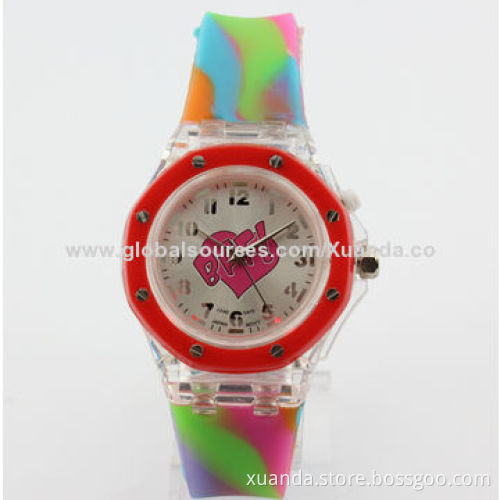 Children's Watches, Manufacturer, Colorful Silicone Strap, 7-color LED Light Function